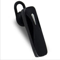 Black and white M163 Bluetooth car headset for hands-free calling and music control.