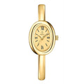 Women's oval-shaped retro quartz watch in gold colour with a thin 8mm case.
