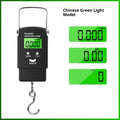 Mini handheld plastic electronic scale with blue backlight display, 50kg capacity