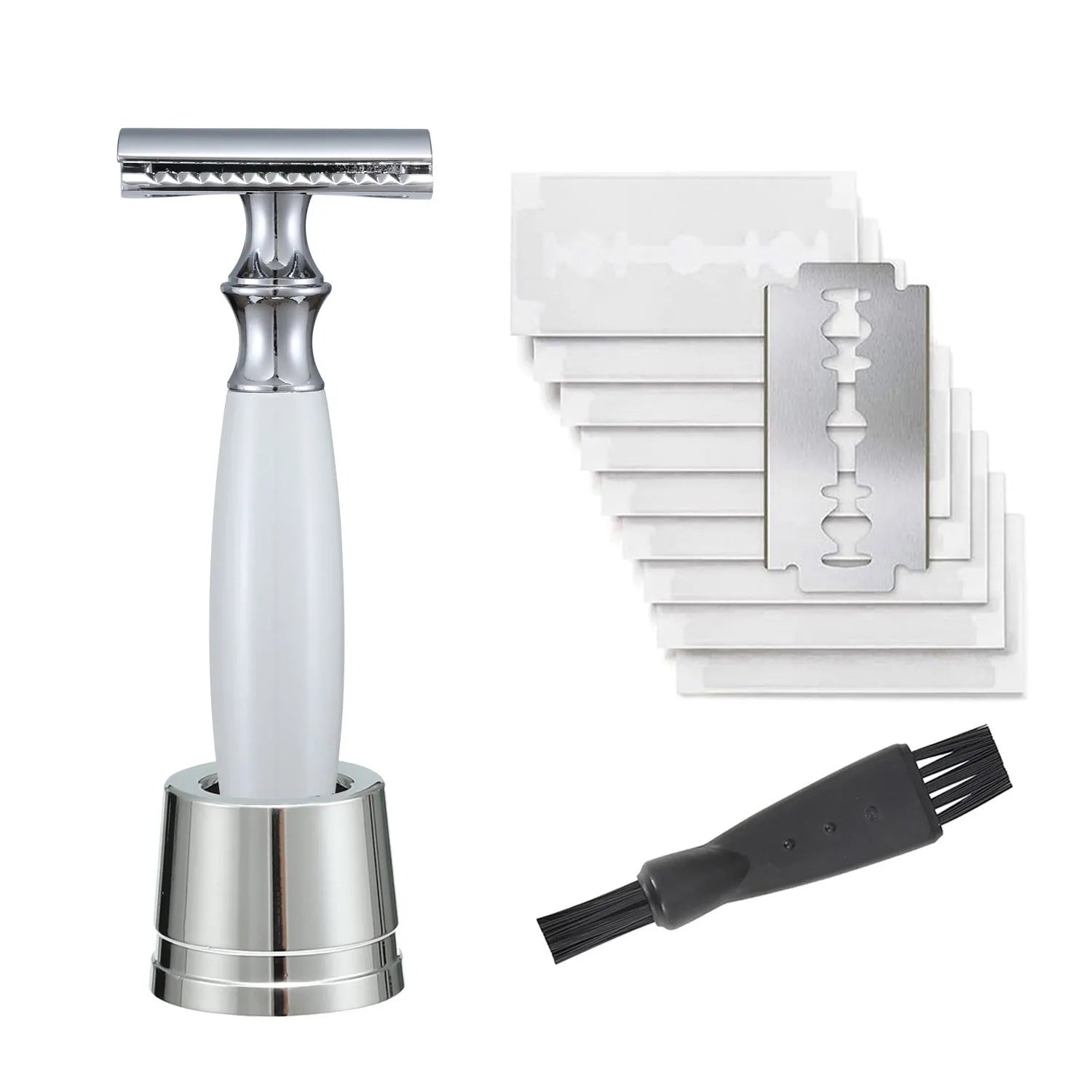 Men's copper manual shaving razor with olive wood handle and aluminum alloy blade holder