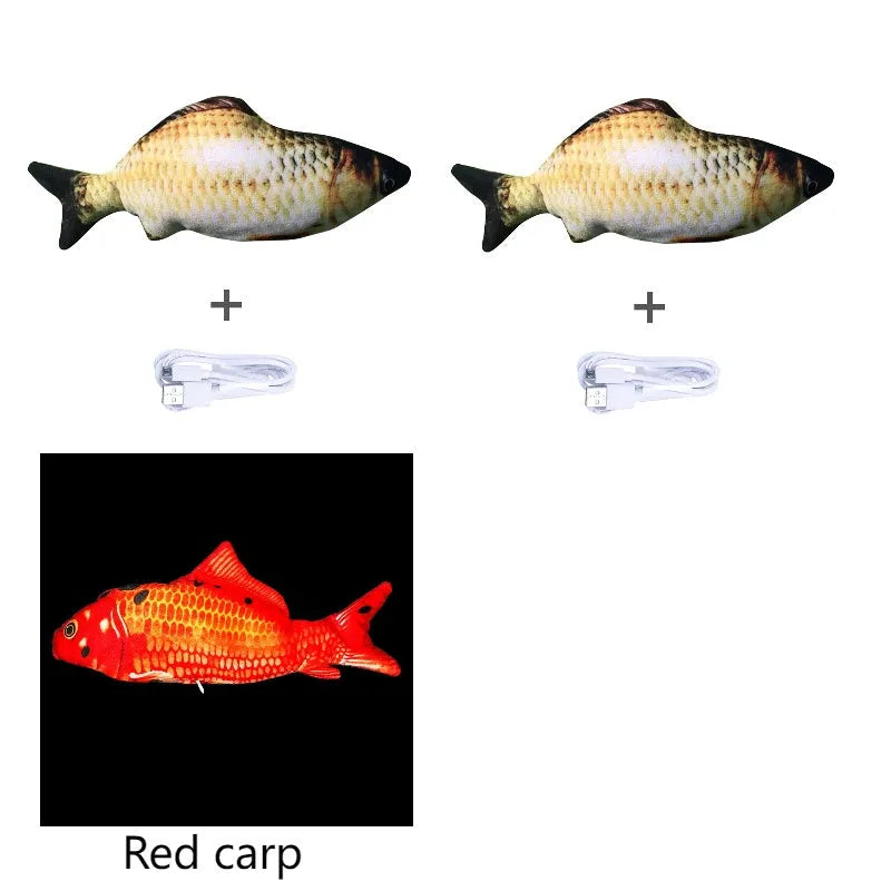 Electronic jumping fish cat toy without cat nip, 30cm multicolour design with USB cable
