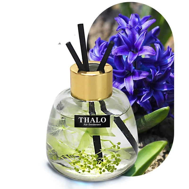 Glass car aromatherapy ornament in bottle shape for loose incense with six fragrance colour options