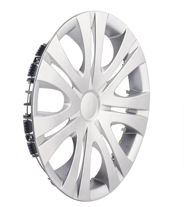Universal ABS plastic wheel hub cover in monochrome electroplating finish shown from the front.
