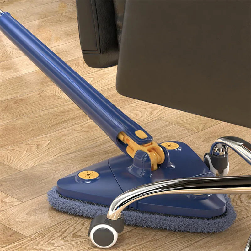 Extendable triangle mop with 360° rotating head and stainless steel pole for deep cleaning