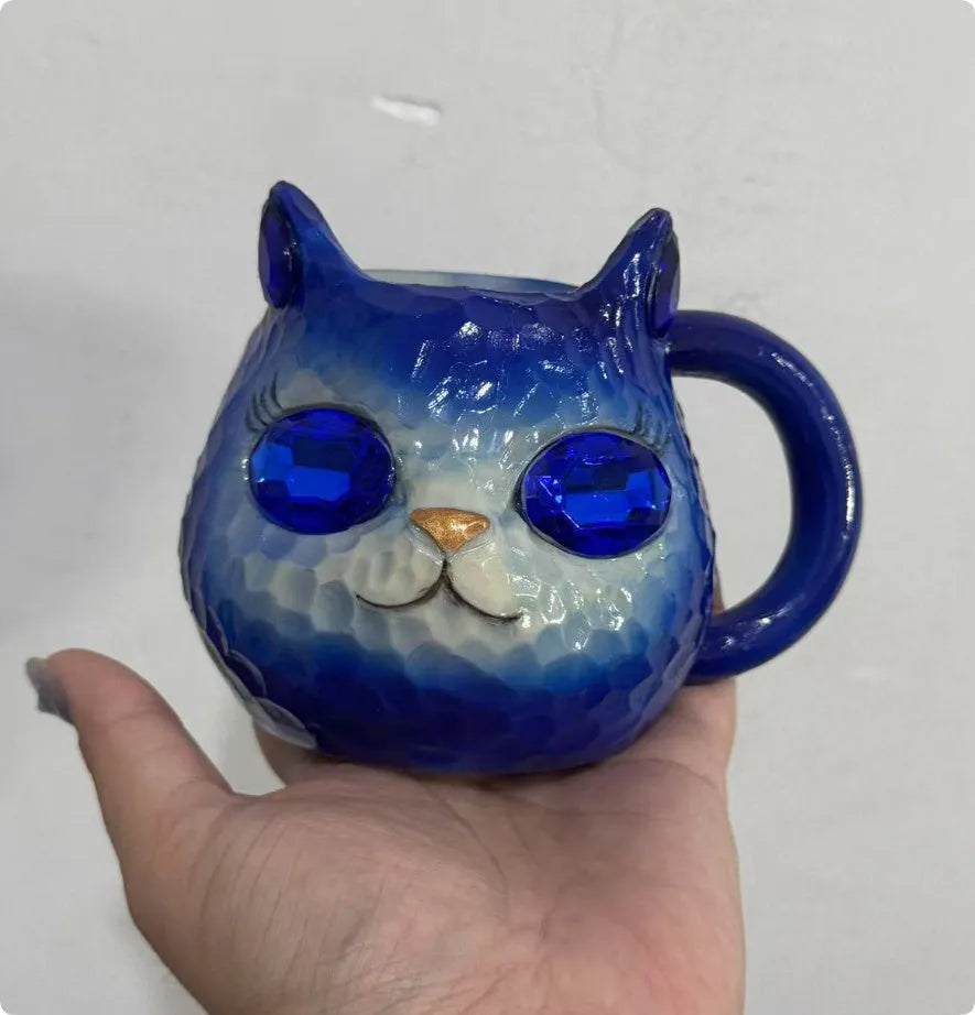 Resin cat cup decorative ornament in American style with four colour options