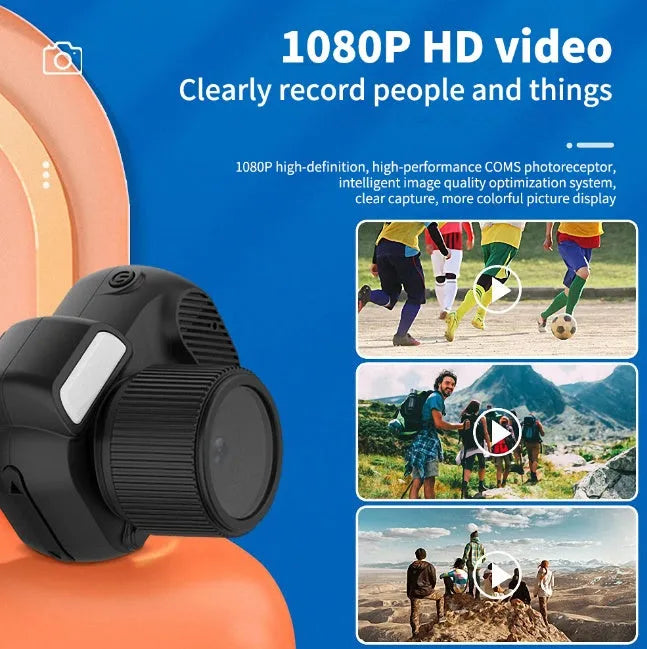 Black Y3000 HD compact outdoor sports camera with small LCD screen on front.