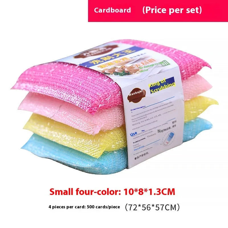 Pinstripe fabric dishwashing sponge mop in macaron mixed colour measuring 12x8.5x1.5cm
