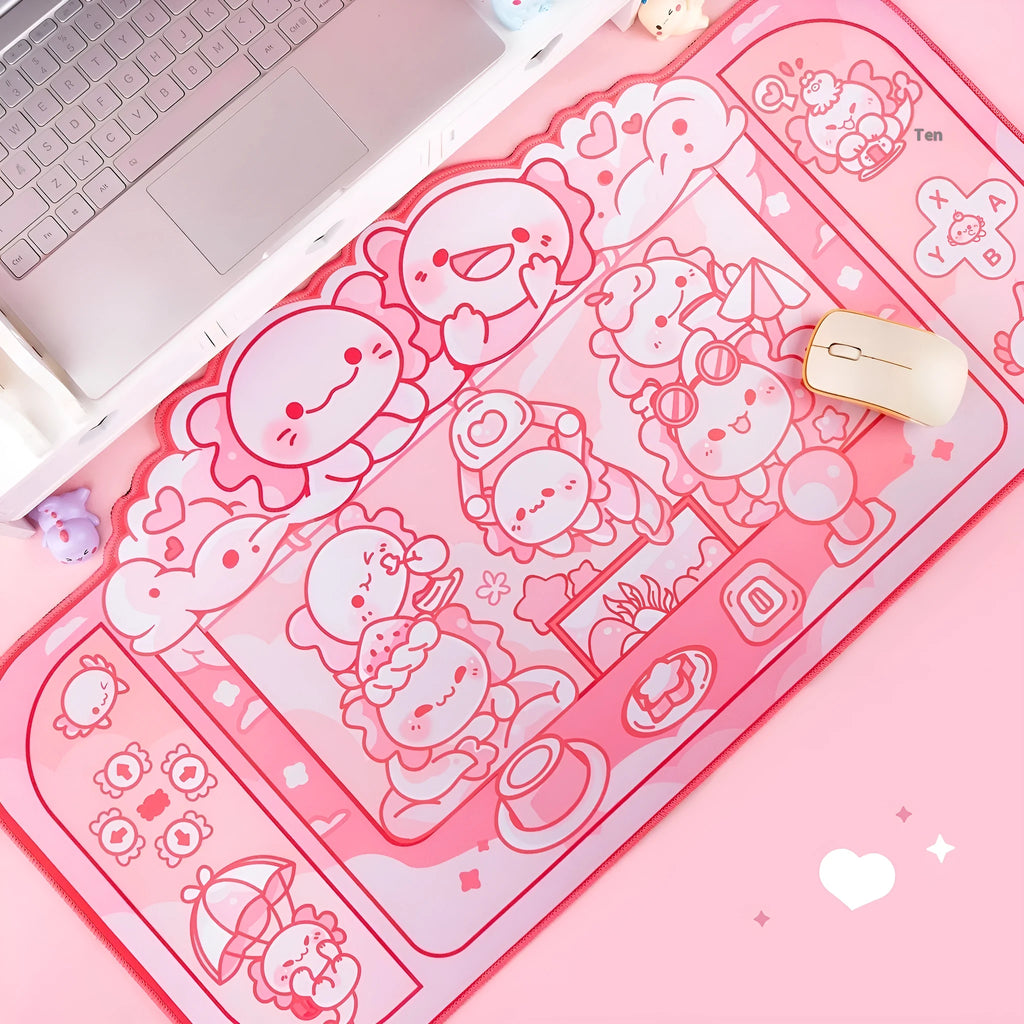 Hexagonal dragon crane machine pattern large mouse pad measuring 75×40cm with wrist strap