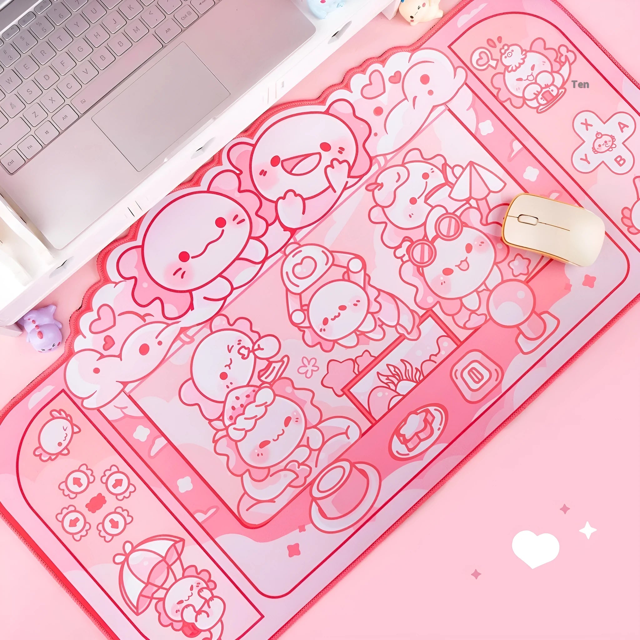 Hexagonal dragon crane machine pattern large mouse pad measuring 75×40cm with wrist strap