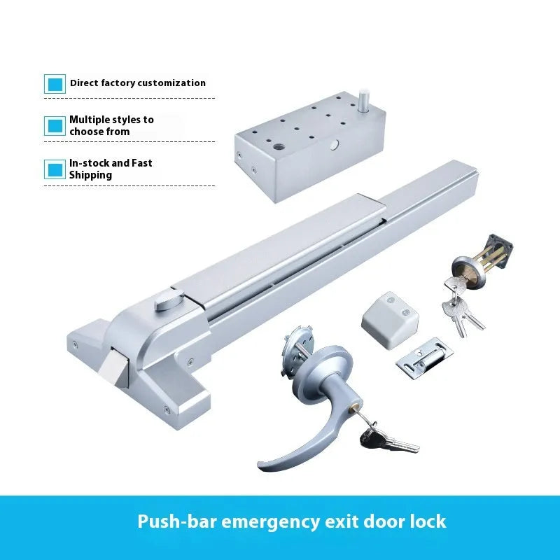 Stainless steel fire door push lock with external handle for 65cm doors