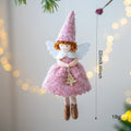 White and pink cloth Christmas angel skirt pendant ornament with felt detailing