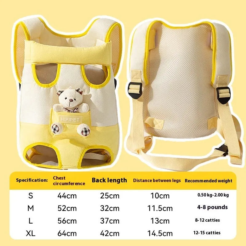 Cartoon animal pattern cat chest carrier bag with soft canvas material in multiple sizes