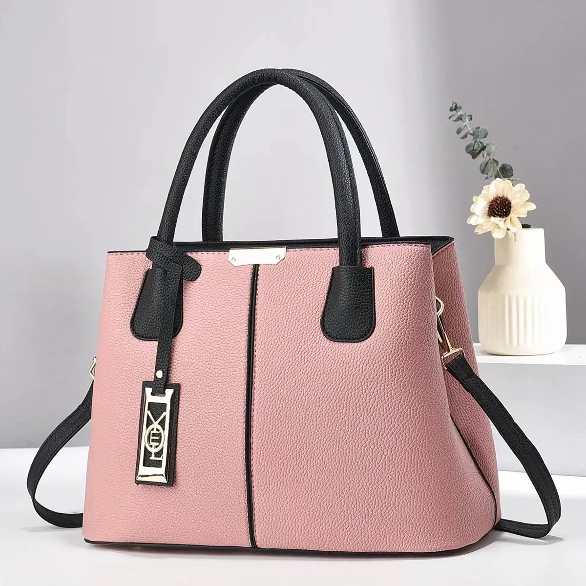 Soft PU women's shoulder bag in horizontal square shape with leather strap, available in multiple colours