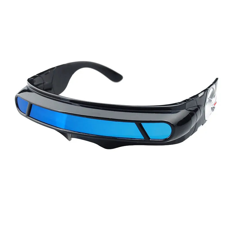 Black frame polarised sports sunglasses with blue mirror lenses in a full rim PC construction.