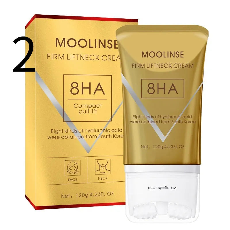 Neck moisturising cream with roller applicator for dry skin care treatment