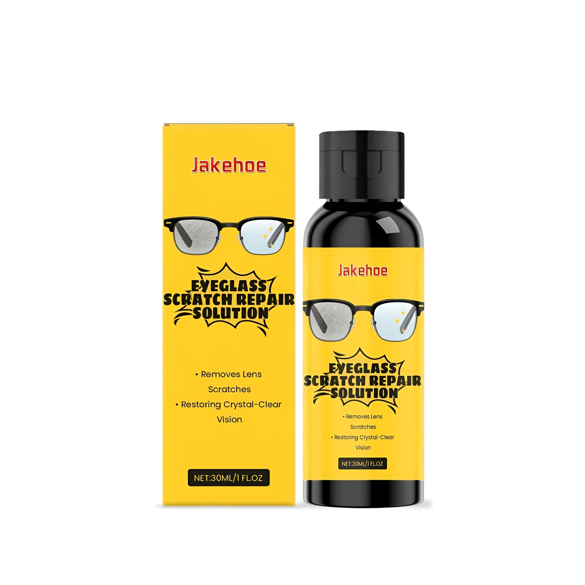 30ml bottle of eyeglass scratch repair solution with lens polishing formula