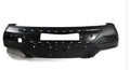 Black plastic replacement car bumper for vehicle front or rear end.