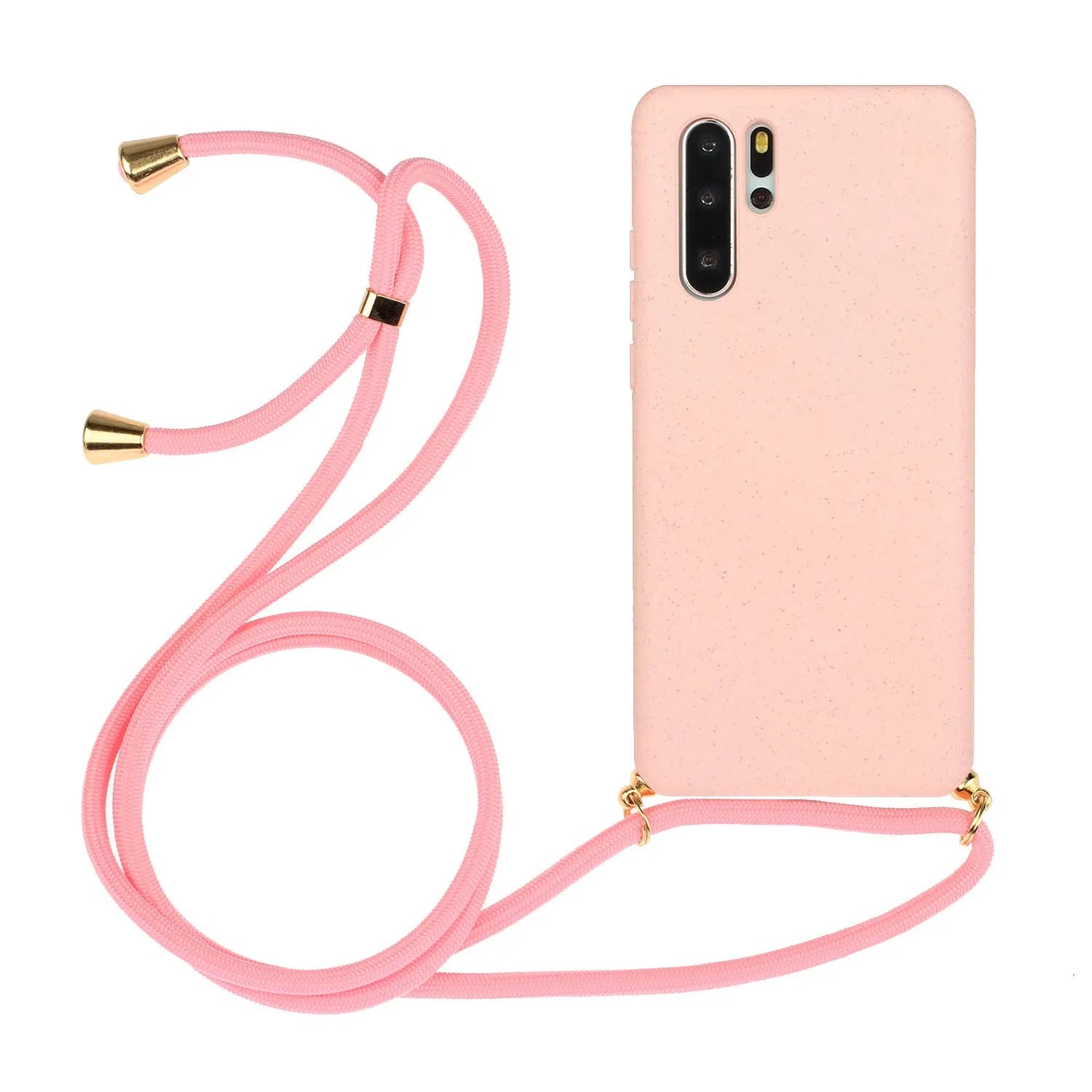 Huawei P30 mobile phone case with wrist strap and floral painted TPU back cover.