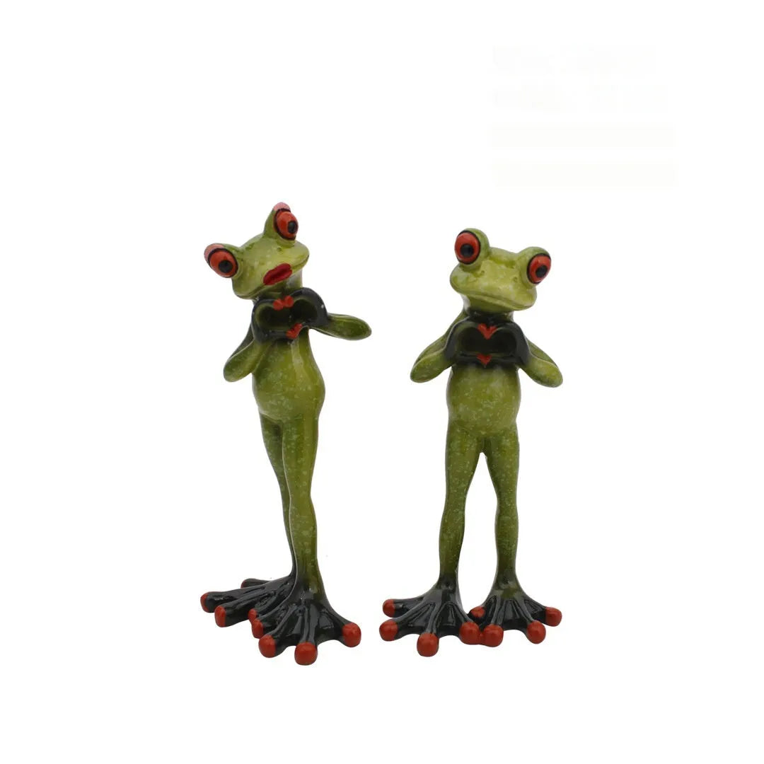 Pastoral style synthetic resin frog ornament for home decoration