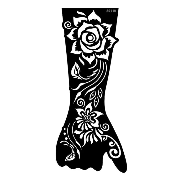 Hollow geometric tattoo sticker sheet with 30 machine-cut 3D paper carving patterns