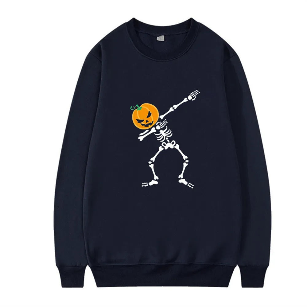 Women's printed cotton crew neck top with long sleeves in sports leisure style