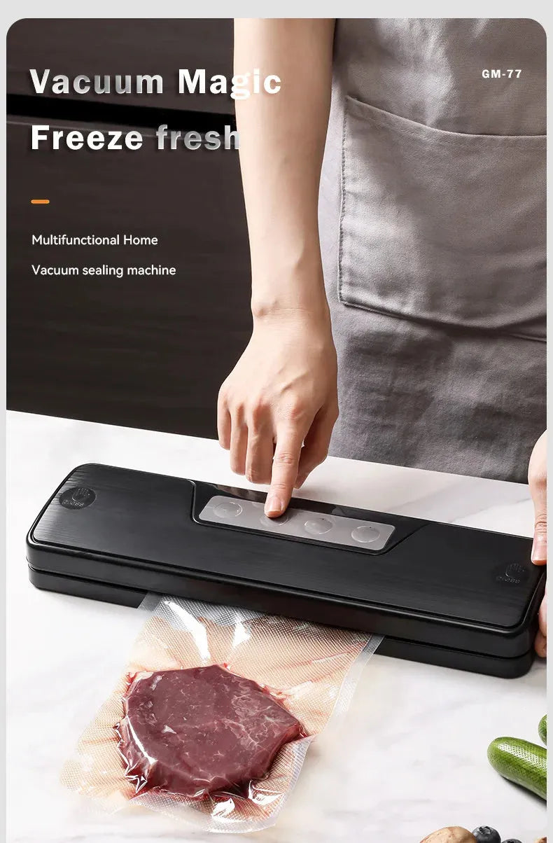 White automatic vacuum sealer with compact design for household food preservation