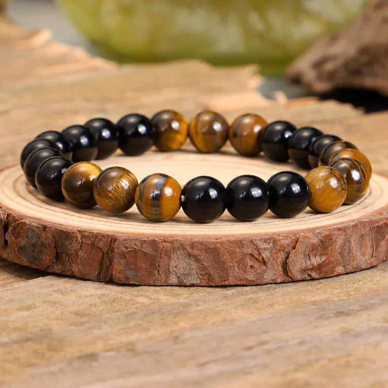 Tiger eye stone tassel pendant necklace bracelet with drop shape design and ball bead chain