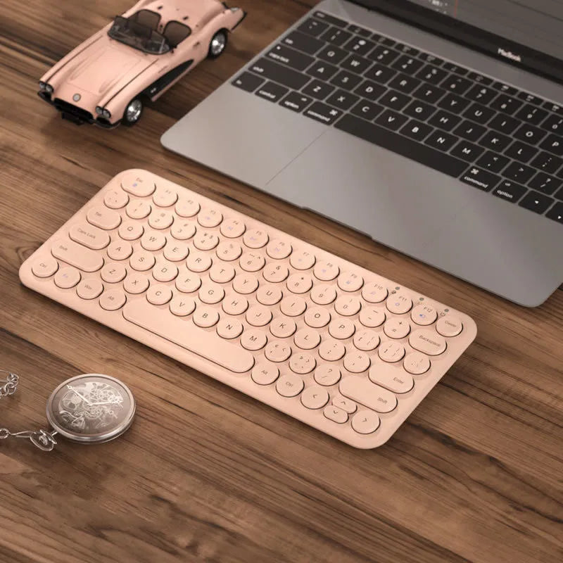 Mute ultra-thin wireless keyboard and mouse set in white, black, or pink keypad colours