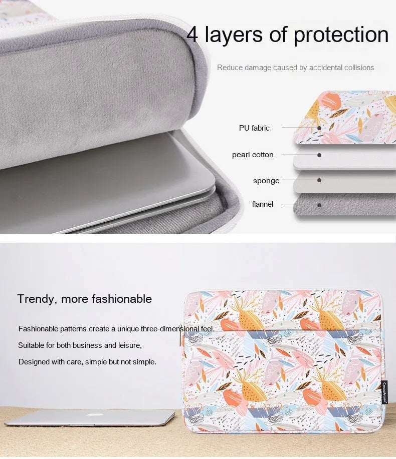White PU leather 14 inch waterproof laptop inner bag with anti-seismic protection