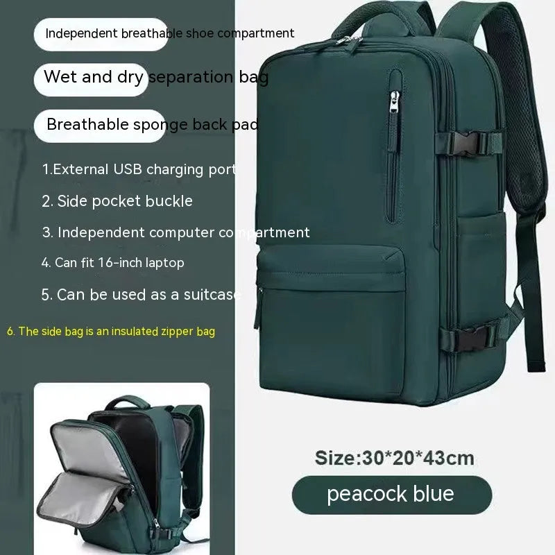 Waterproof nylon mummy backpack in multiple colour options showing large capacity travel bag