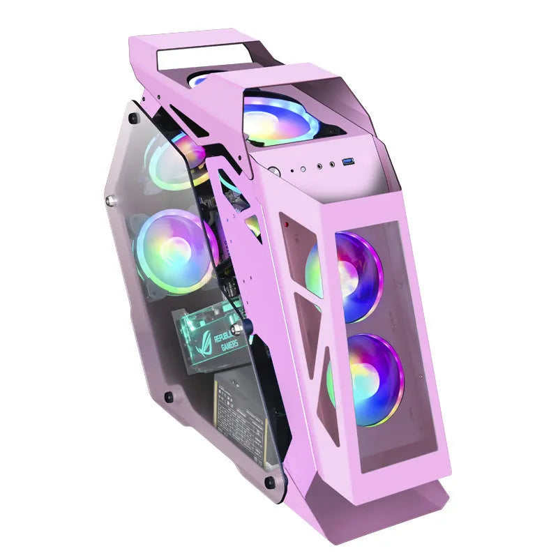 Table-type PC computer case with RGB lighting in coffee table design