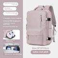 Large grey lightweight Oxford cloth travel backpack with curved shoulder straps shown from the side.