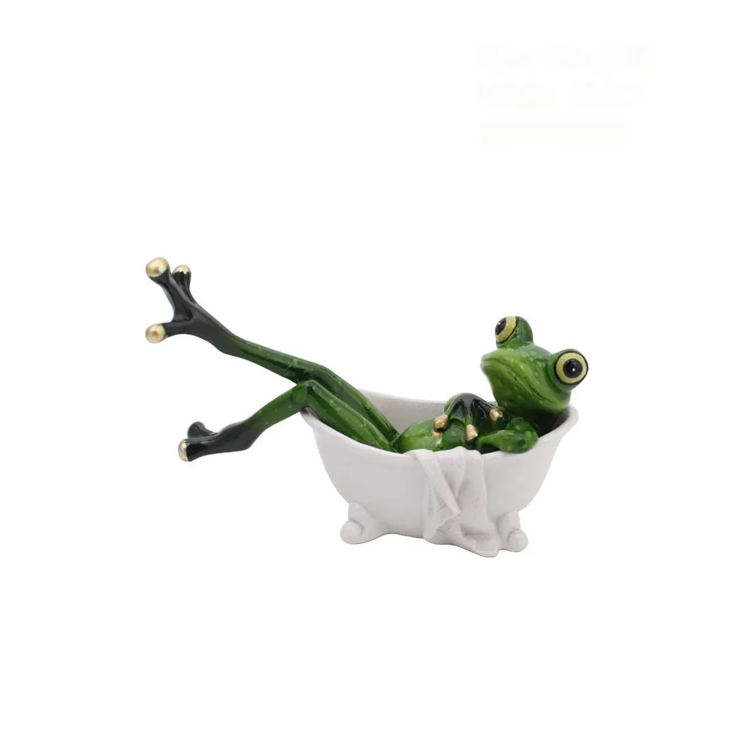 Pastoral style synthetic resin frog ornament for home decoration