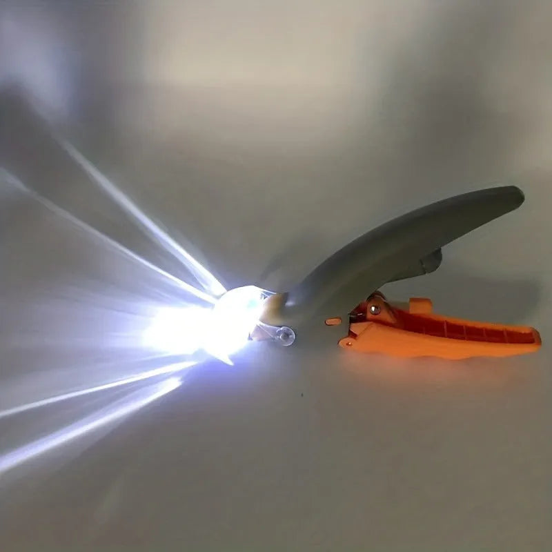 Yellow LED pet nail trimmer with magnifying glass and steel blades for cutting cat and dog nails