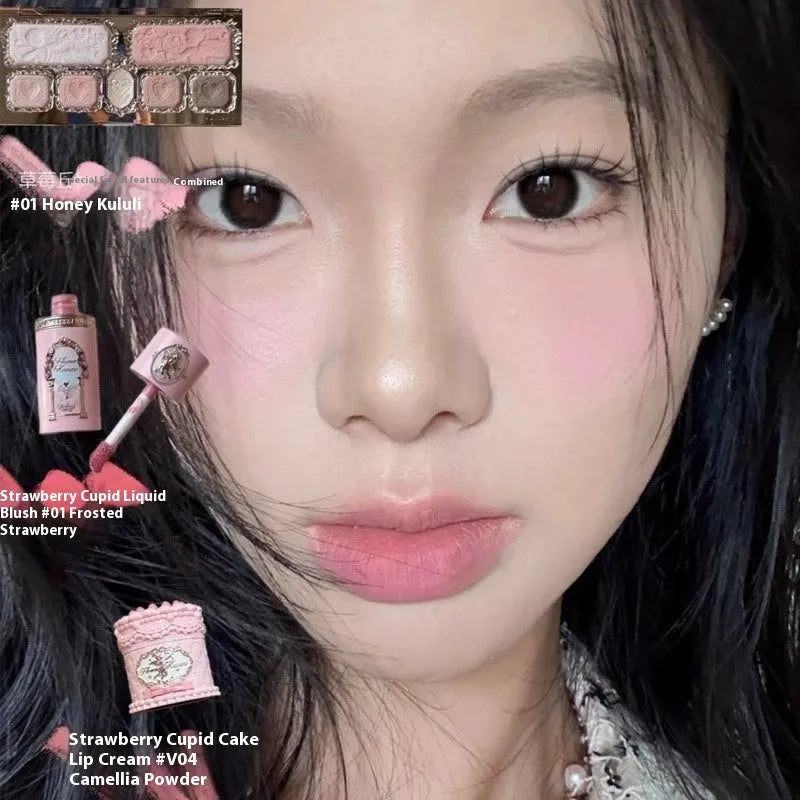 Strawberry Cupid Liquid Blush makeup product in six different shade bottles