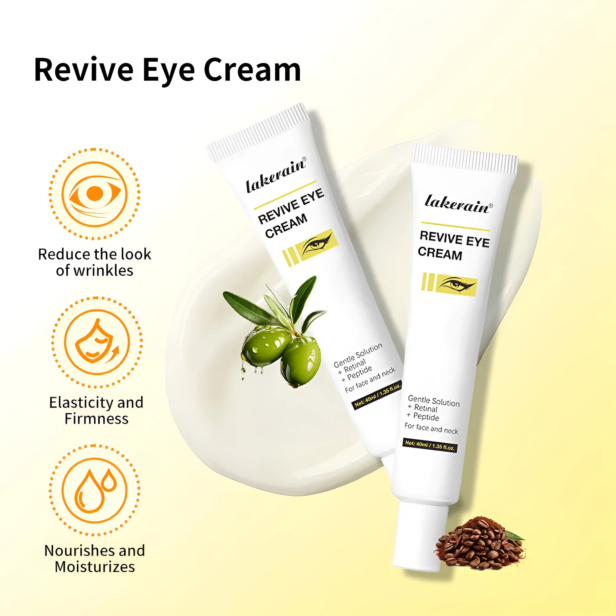 40ml retinol eye cream jar for dark circles and fine lines treatment