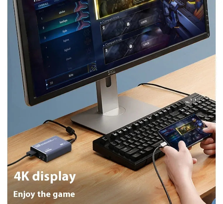 Black MS2131 4K gaming set-top box for capturing 1080p gameplay footage with audio recording