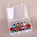 42-compartment plastic embroidery storage box in transparent, pink, or blue colour showing organised thread compartments