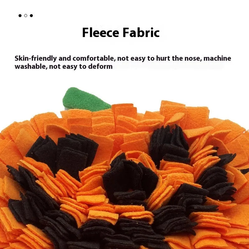 Orange polar fleece pet slow feed scent mat measuring 25cm by 34cm for dog and cat training