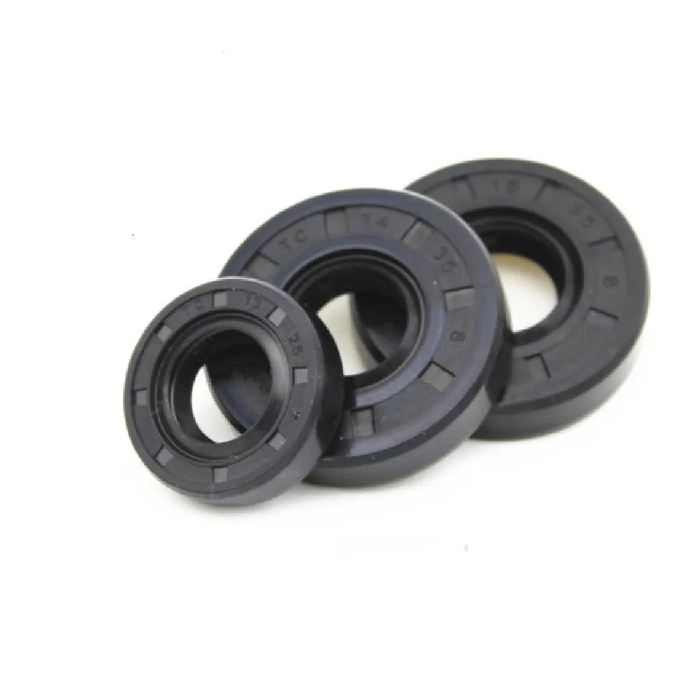 6-piece motorcycle rubber seal kit for AG100 models showing assorted 45mm diameter seals with carbon steel frames