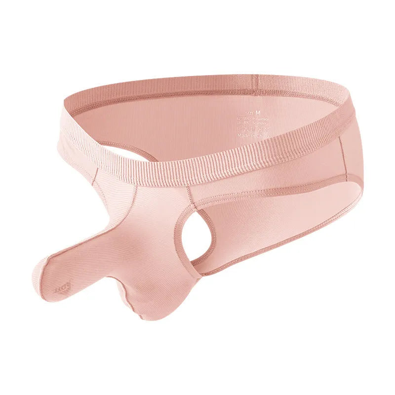 Men's low waist briefs in ice silk fabric showing colour options and low waist design