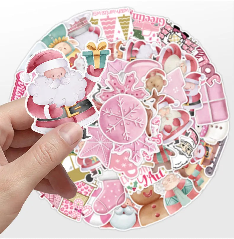 Pack of 50 cute Christmas waterproof stickers for cars, phones, laptops and guitars
