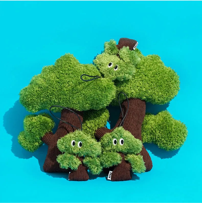 Pine tree shaped cat toy stick with an attached mint-scented bag pendant on a string.