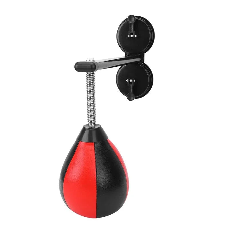 Pear-shaped boxing training ball with double suction cup mounting system for home fitness training