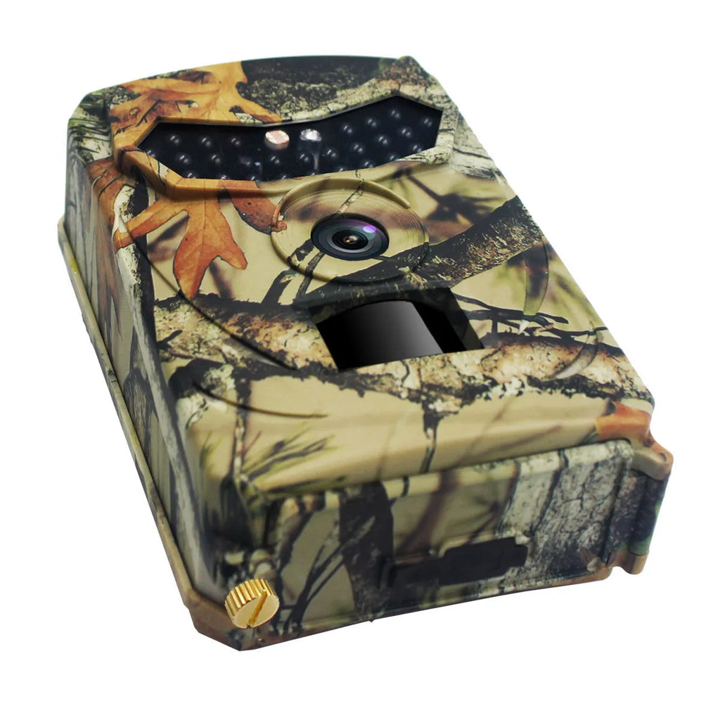 Yellow brown 16MP hunting game camera with infrared night vision for wildlife scouting