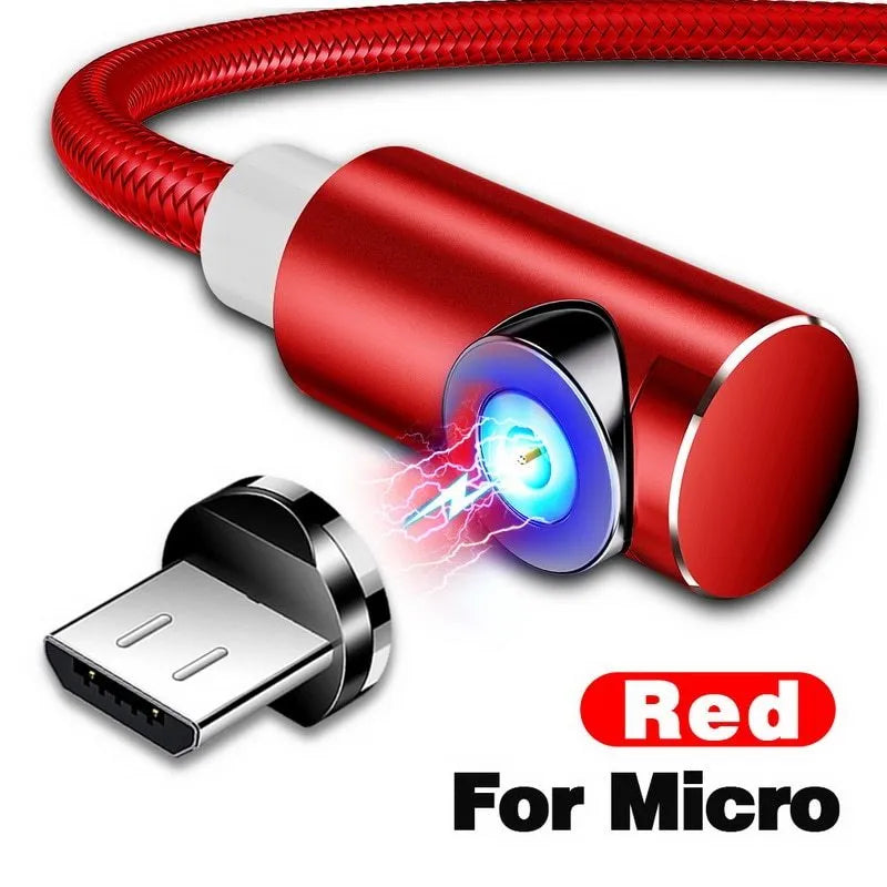 Magnetic charging cable with aluminium housing showing blind magnetic alignment and colour options
