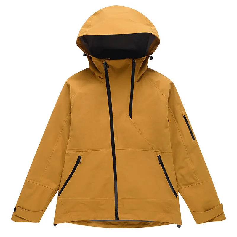 Thin-profile ski suit for men and women with windproof waterproof veneer double plate construction