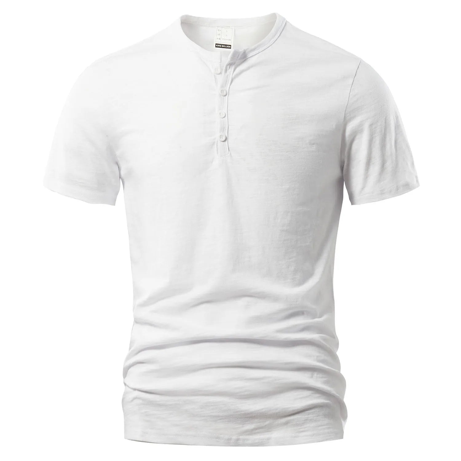 Men's slub cotton short sleeve T-shirt in solid colour with British style casual design