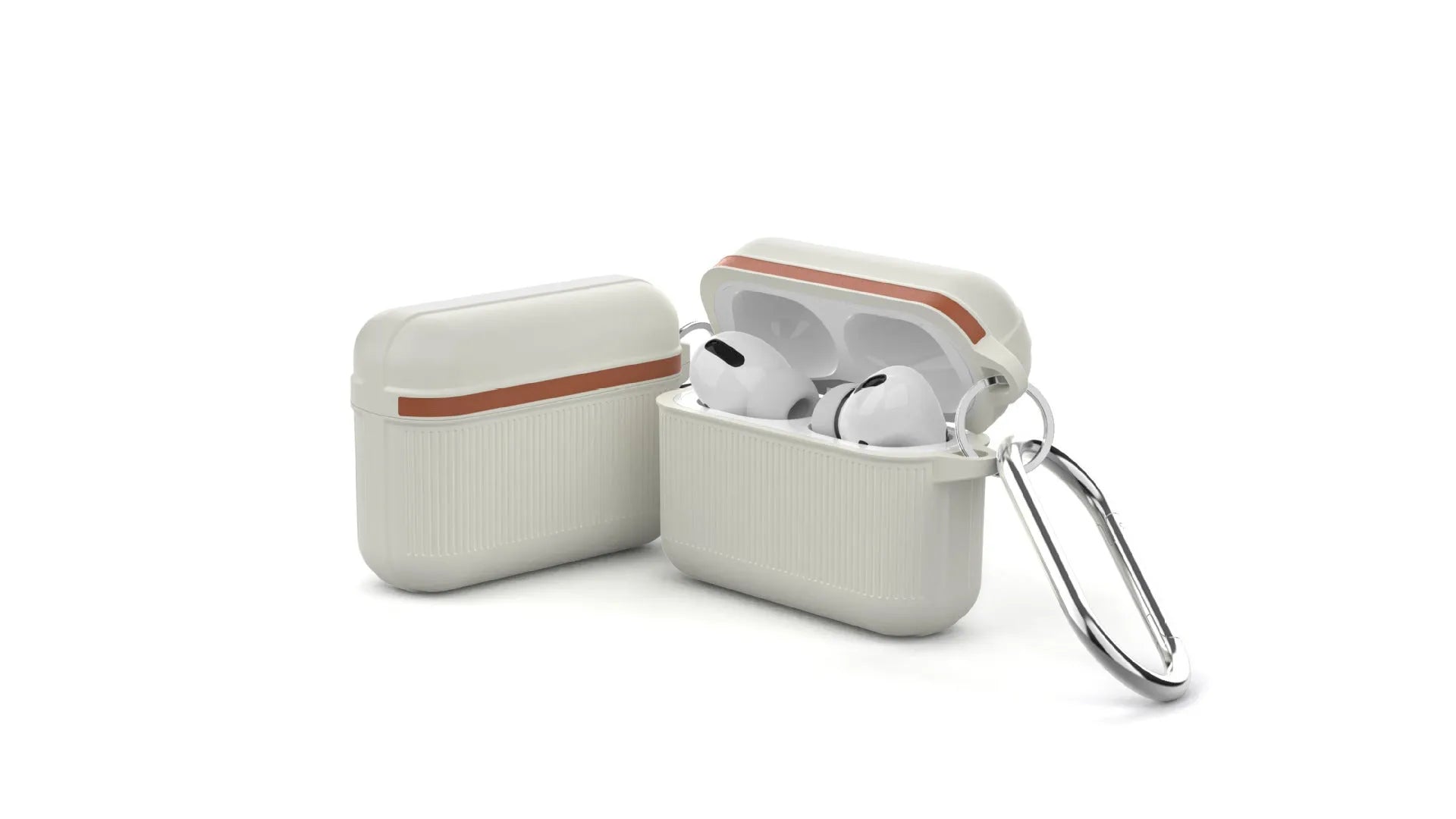 Silicone clamshell case for Apple AirPods with metal buckle in multiple colour options.