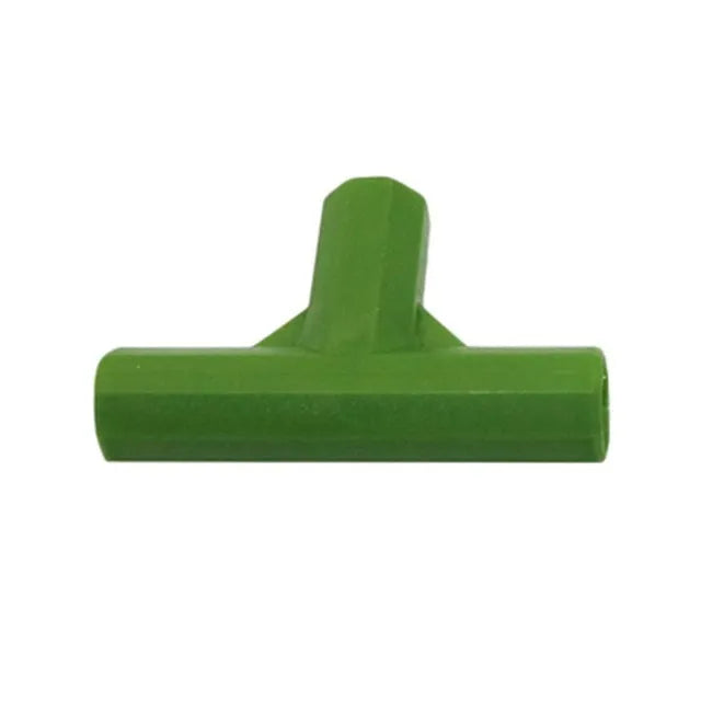 White plastic three-way and four-way garden stake connectors for building 11mm plant support frames.